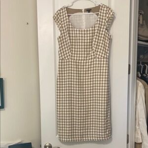 Ann Taylor Tan Sheath Dress with Flutter Cap Sleeves